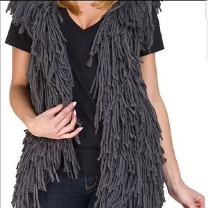 NWT Blu Pepper, Shaggy Vest, Size Small, Grey